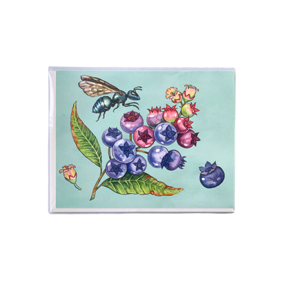 Blueberries and Bee Greeting Card